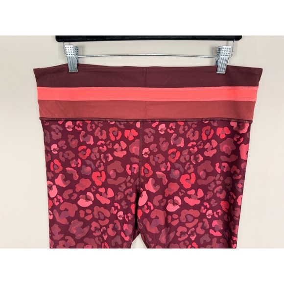 Athleta Elation 7/8 Tight Leopard Print Burgundy Pink Womens XL Workout Leggings - Picture 2 of 11
